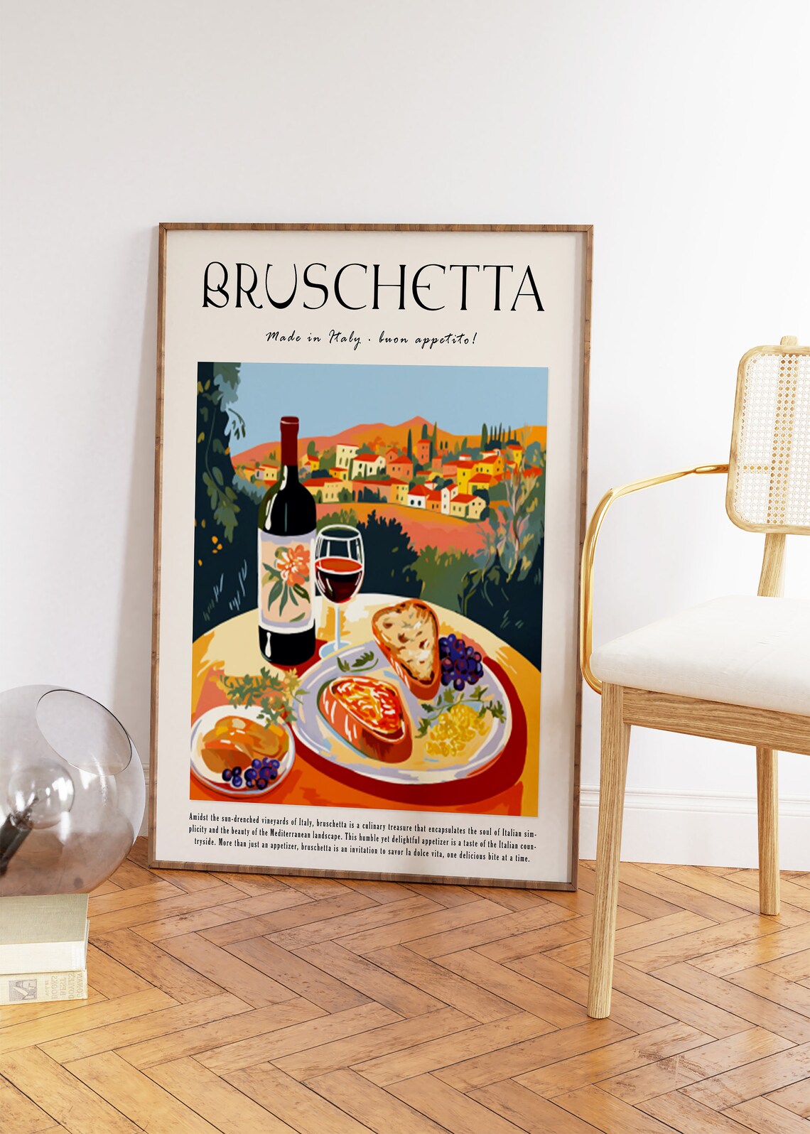 Bruschetta Made In Italy Vineyard Village Vintage Food Art Poster - Image 2