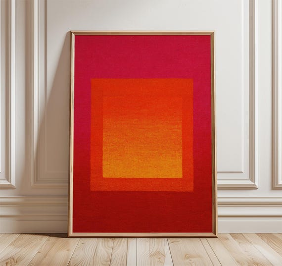 Abstract Orange Red Color Field Poster Modern Minimalist Wall Art Print Mid Century Pop Inspired Home Decor Warm Vibrant Artwork