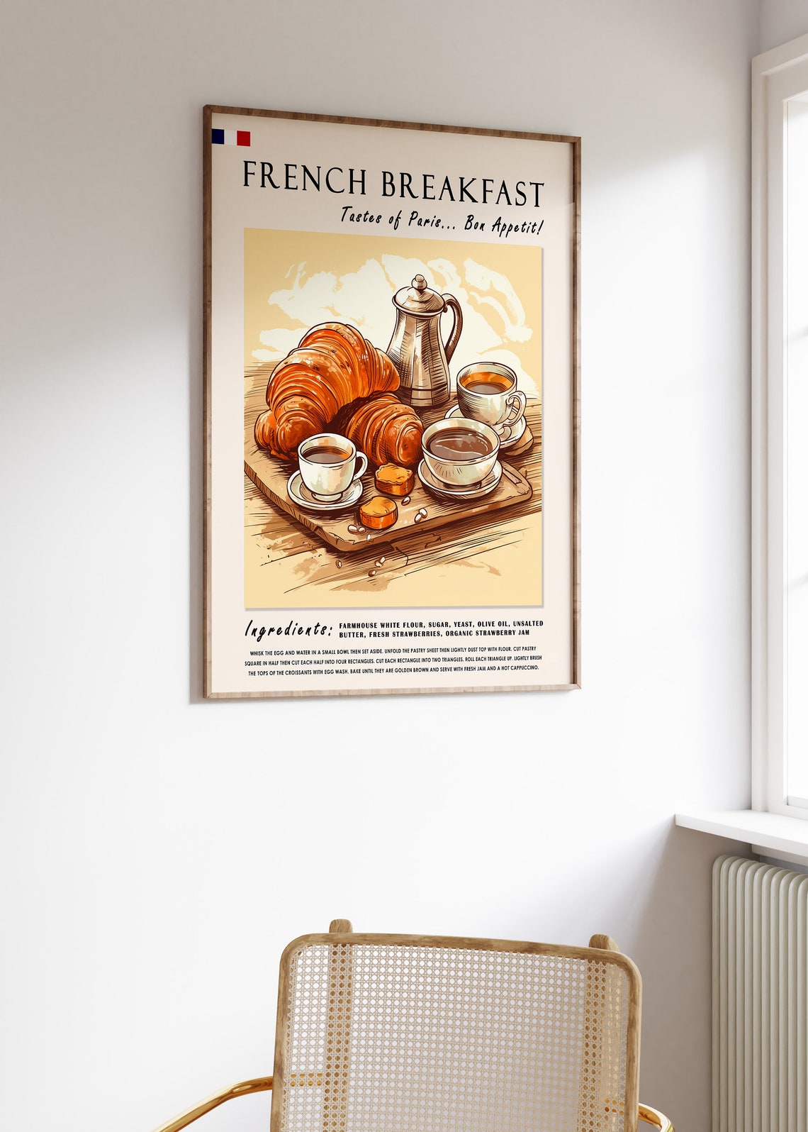 French Breakfast Croissants Coffee Tastes Of Paris Kitchen Wall Art - Image 3