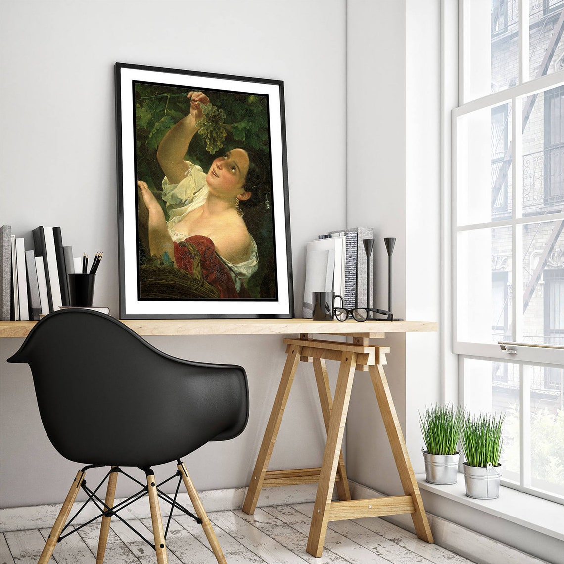 Bryullov Italian Midday Woman With Grape Cluster Classic Poster - Image 3