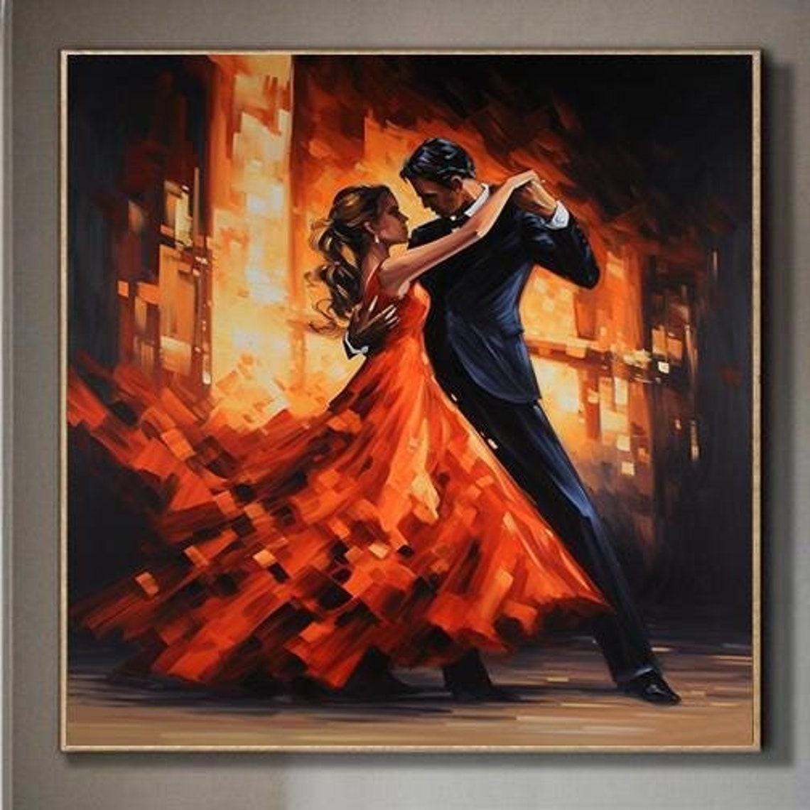 Romantic Dancing Couple Red Dress Tango Passion Dance Poster