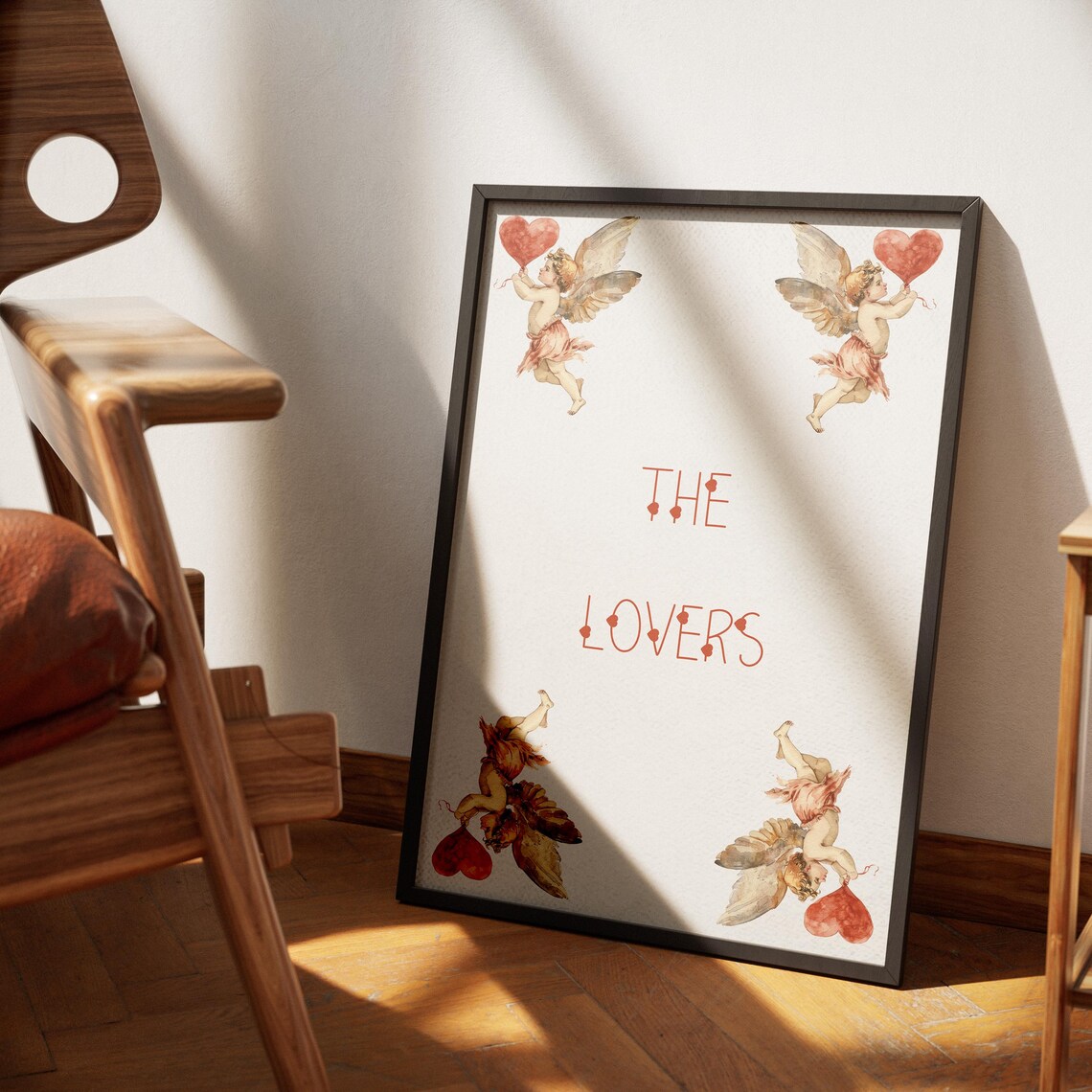 The Lovers Vintage Cherub Angels Romantic Couple Wedding Wall Art - Image 3