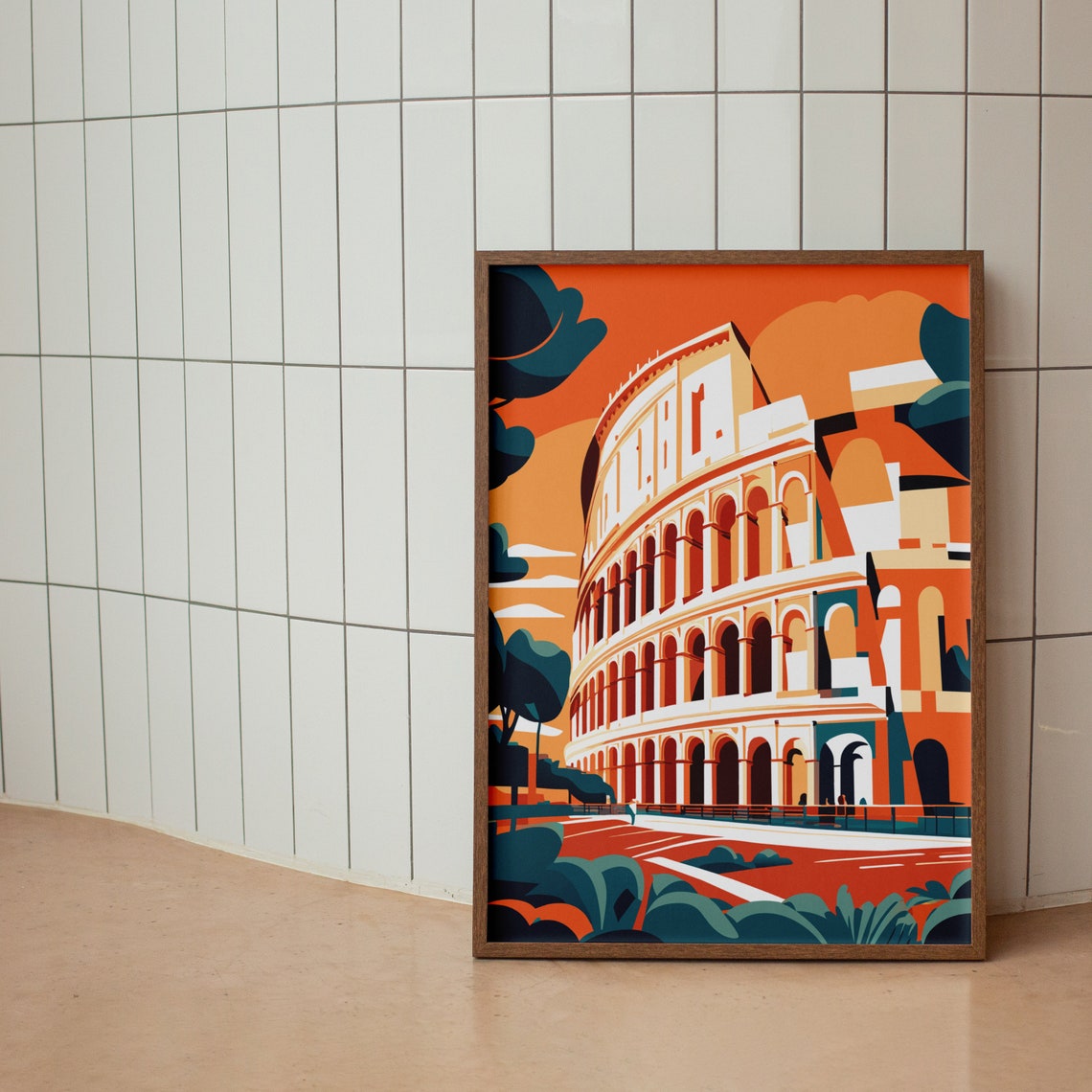 Rome Colosseum Travel Poster City View Illustration Colorful Travel Print Landscape Print Italian Wallart Now Italy - Image 2