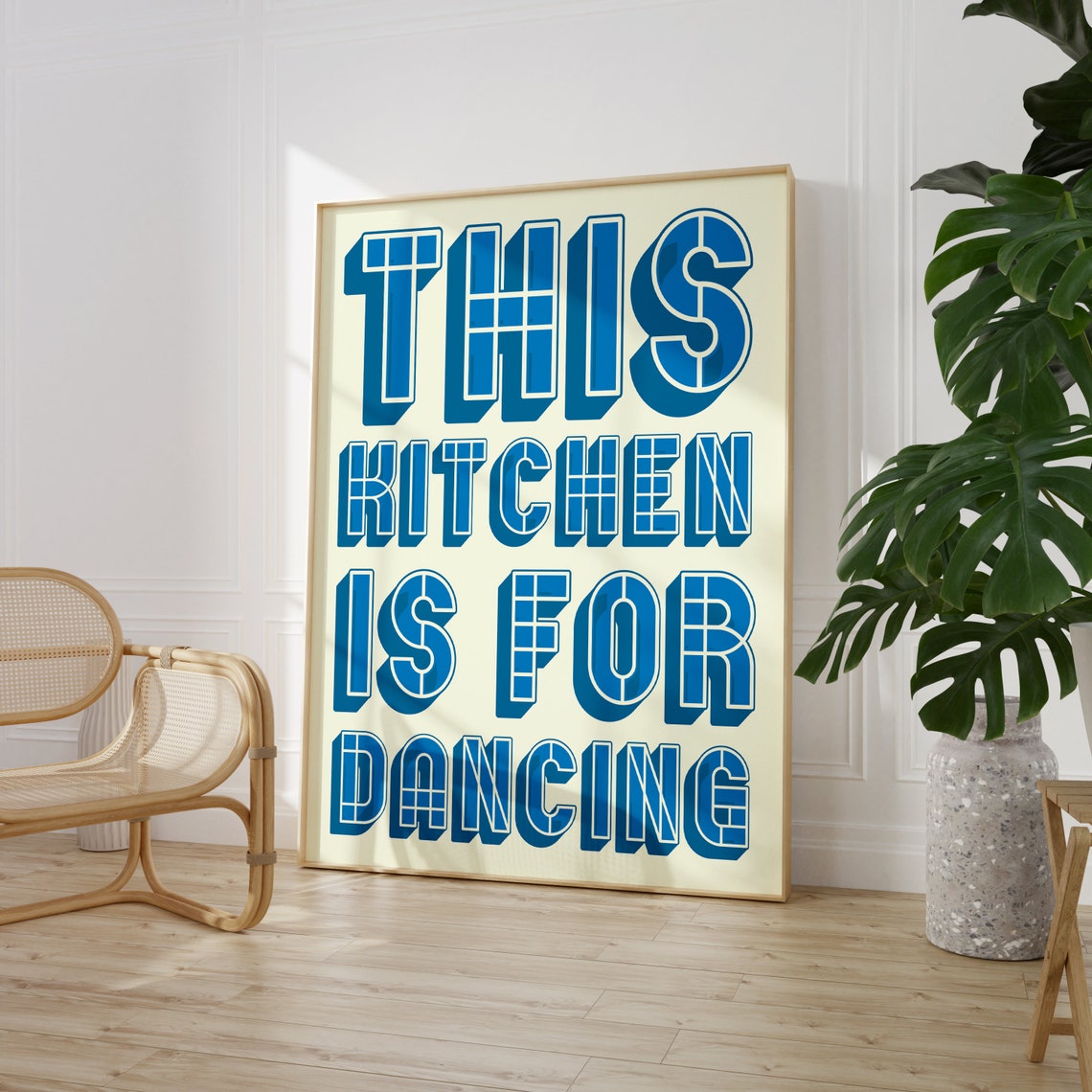 This Kitchen Is For Dancing Retro Blue Block Letters Kitchen Poster - Image 3