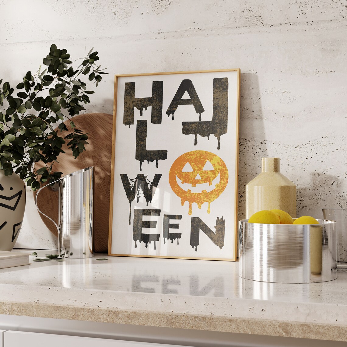 Halloween Dripping Letters Jack O Lantern Spooky Vintage Style Poster - Image 2