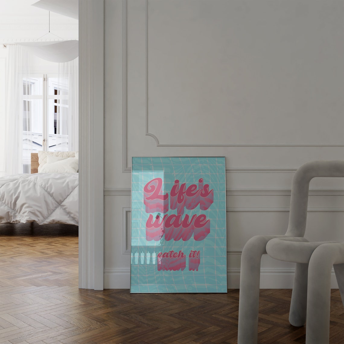 Lifes Wave Catch It Retro Surf Summer Quote Style Wall Poster - Image 5