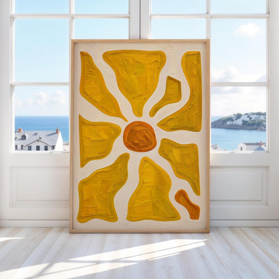 Yellow Matisse Oil Painting Print Abstract Sun Wall Art Boho Minimalist