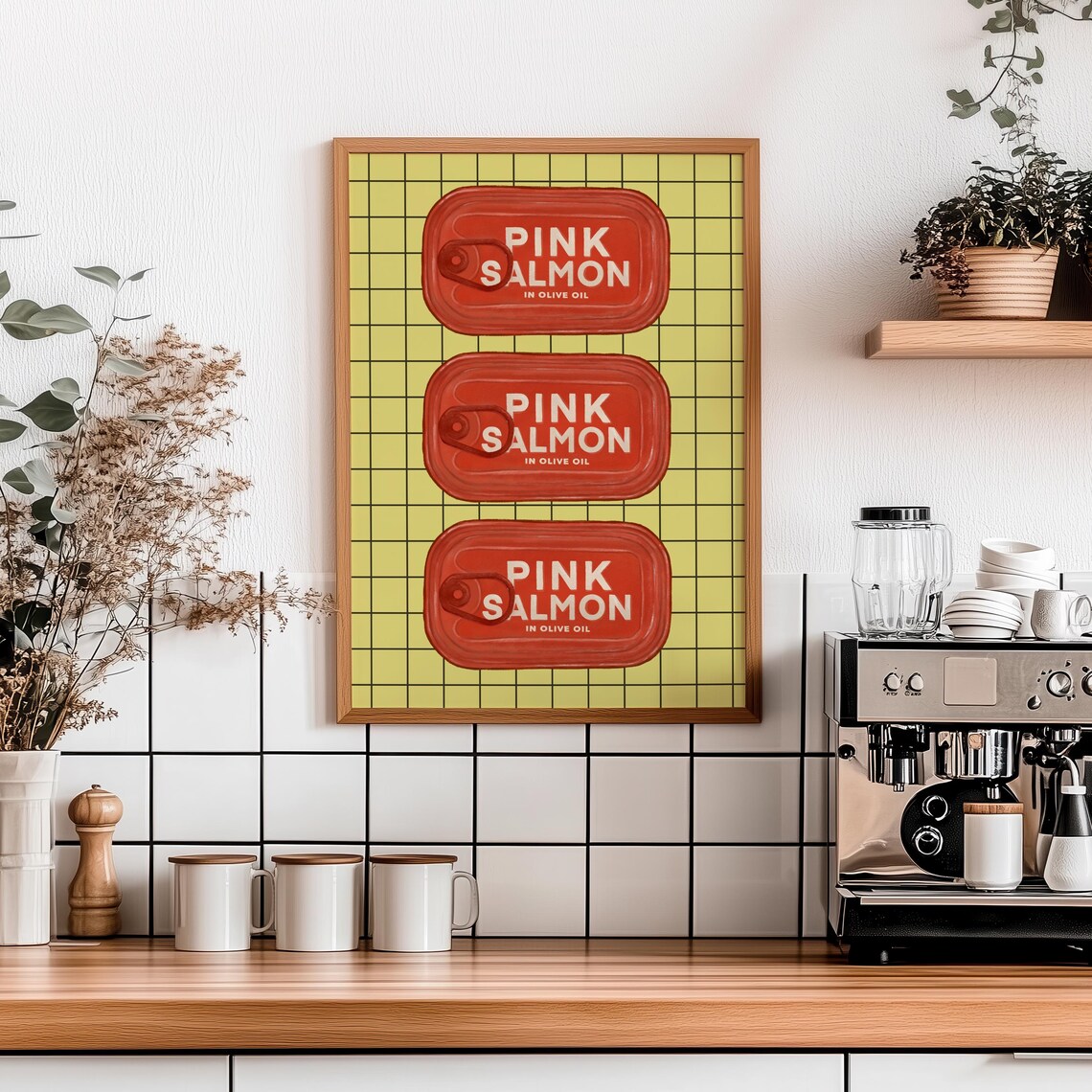 Pink Salmon in Olive Oil Vintage Tins Retro Kitchen Wall Art - Image 7