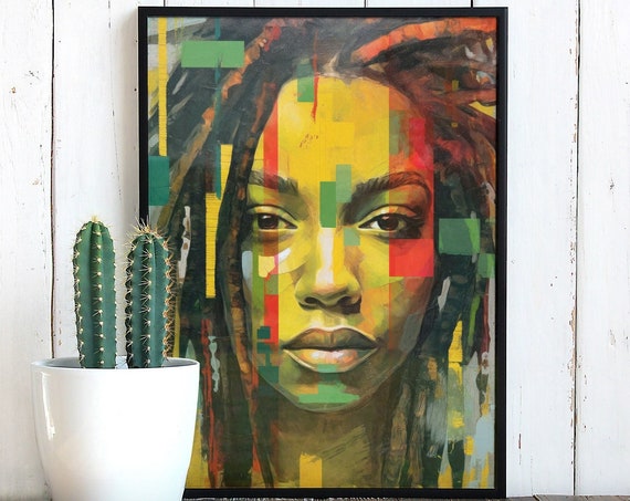 Jamaican Rasta Girl Poster, Reggae Pop Art