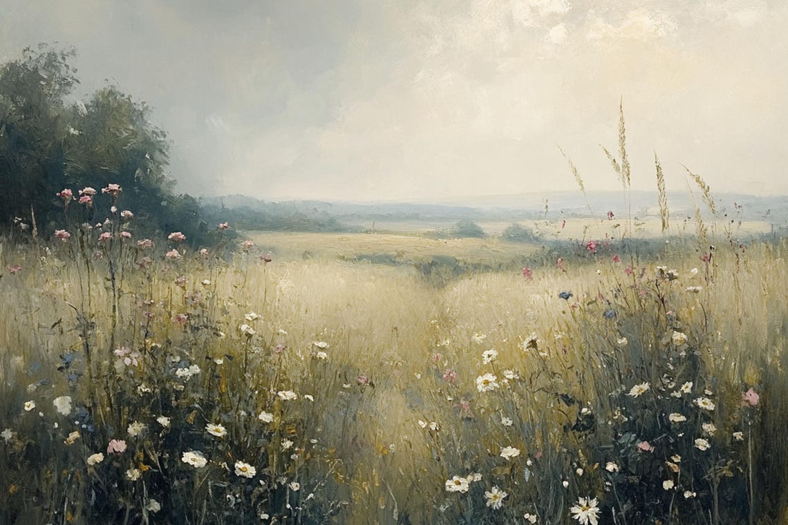 Vintage Wildflower Meadow Daisy Field Soft Pastel Floral Poster - Image 6