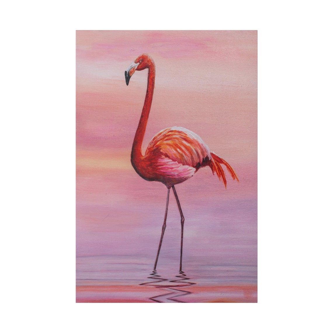 Flamingo Art Tropical Home Decor Colorful Flamingo Art Animal Portrait Art Hand Painted Flamingo Bird Painting Coastal Wall Art Decor - Image 4