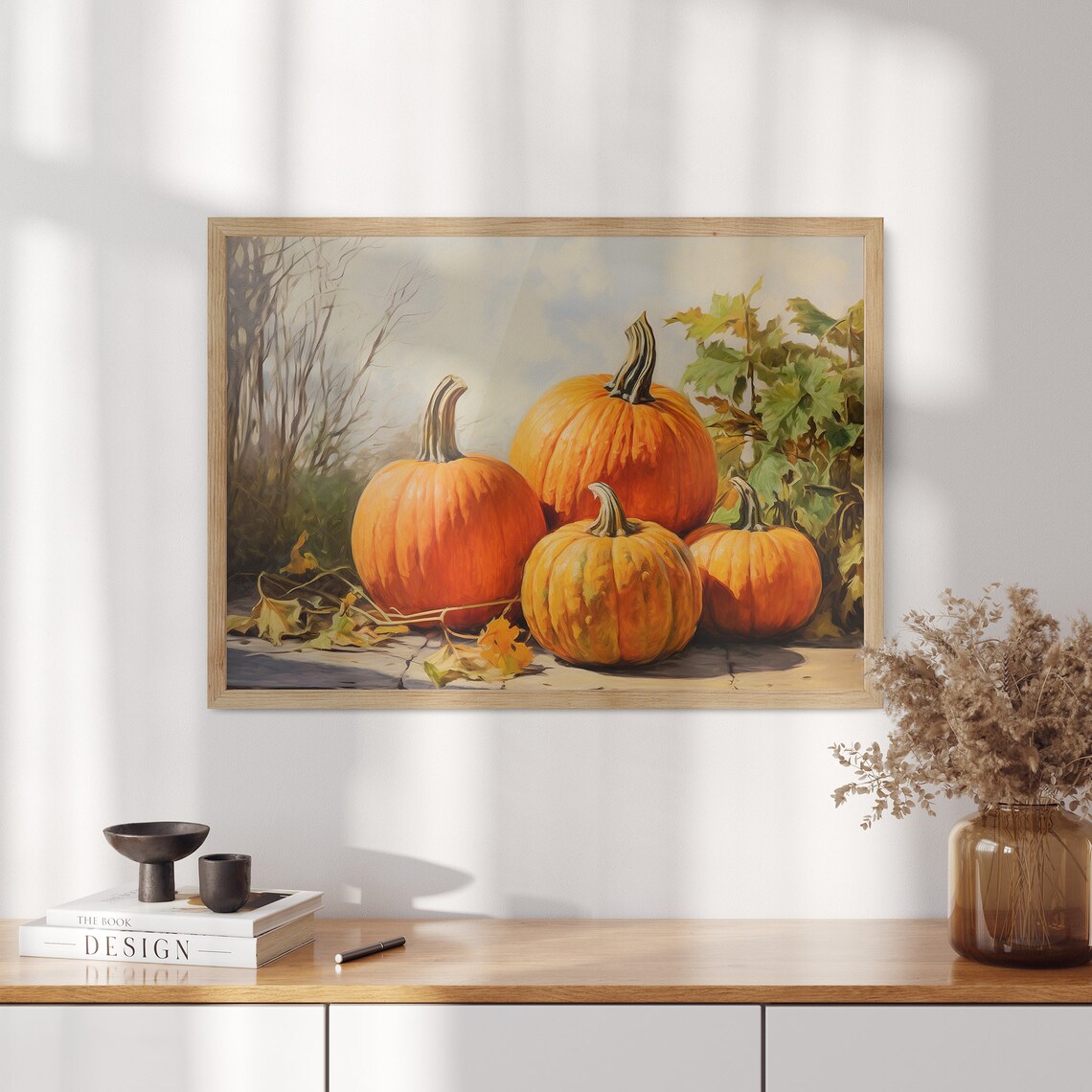 Harvest Pumpkin Still Life Warm Autumn Oil Painting Scene Poster - Image 3