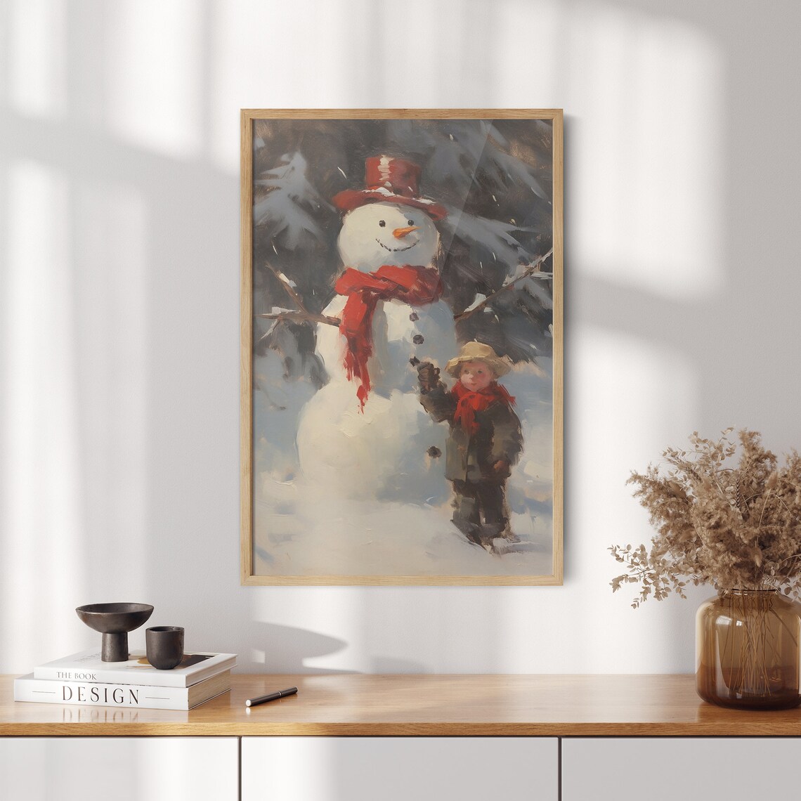 Smiling Snowman Red Top Hat Child Winter Joy Christmas Poster - Image 2