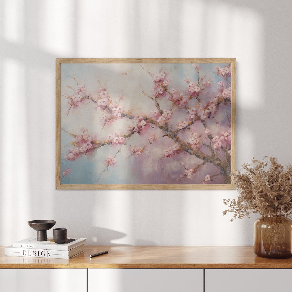 Pink Cherry Blossom Branches Soft Impressionist Spring Art Poster - Image 3