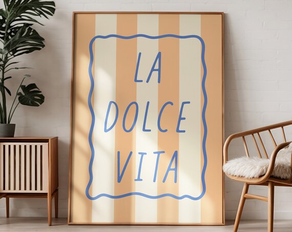Retro Italian Quote Print La Dolce Vita Trendy Pastel Y2k Mediterranean Vibes Print Aesthetic Preppy Wall Art Cute Dorm Apartment Decor