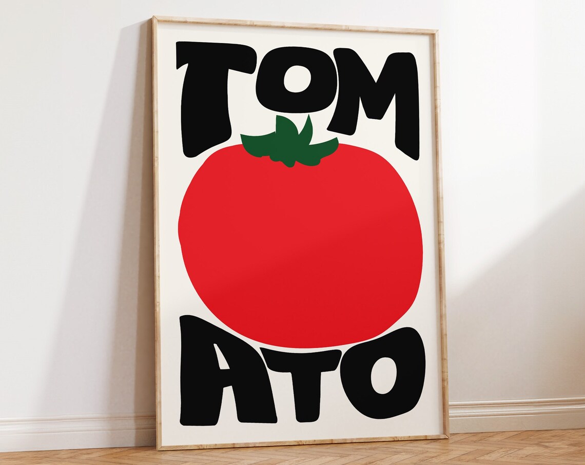 Tomato Bold Retro Typography With Giant Red Tomato Kitchen Poster