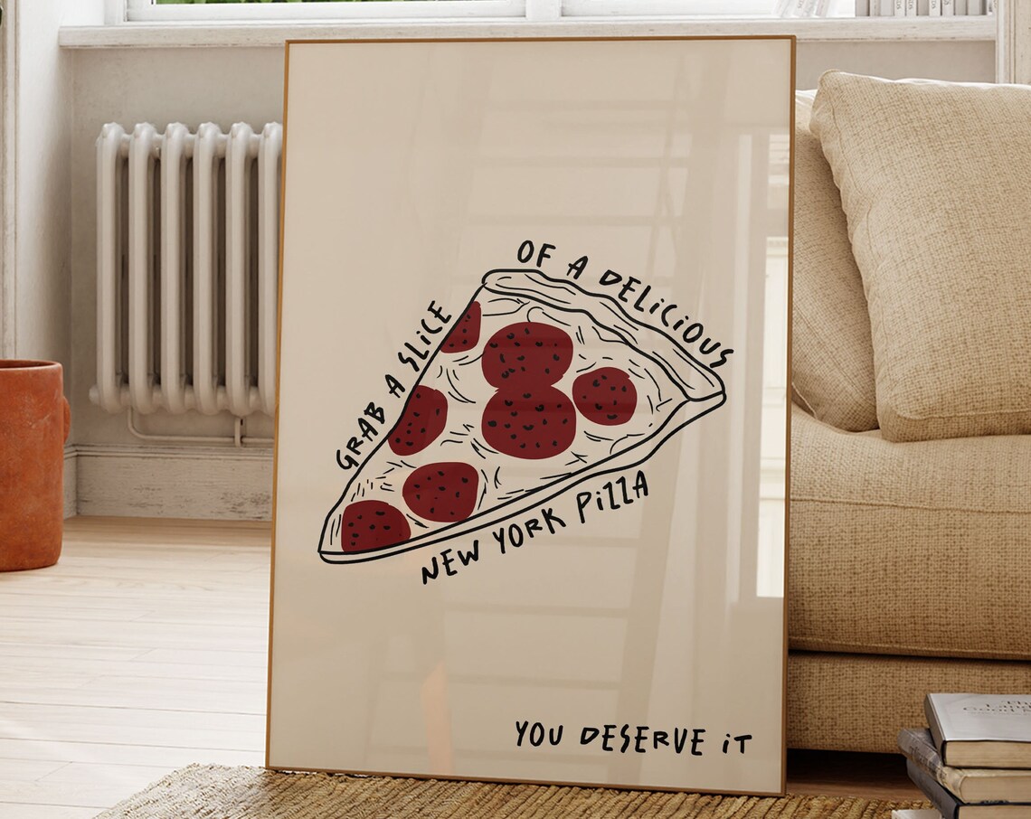 New York Pizza Retro Food Illustration Poster
