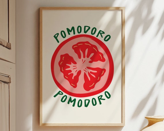 Retro Tomato Print Trendy Tomato Poster Vegetable Art Print Modern Kitchen Print Food Illustration Fruit Market Print Hand Drawn Art