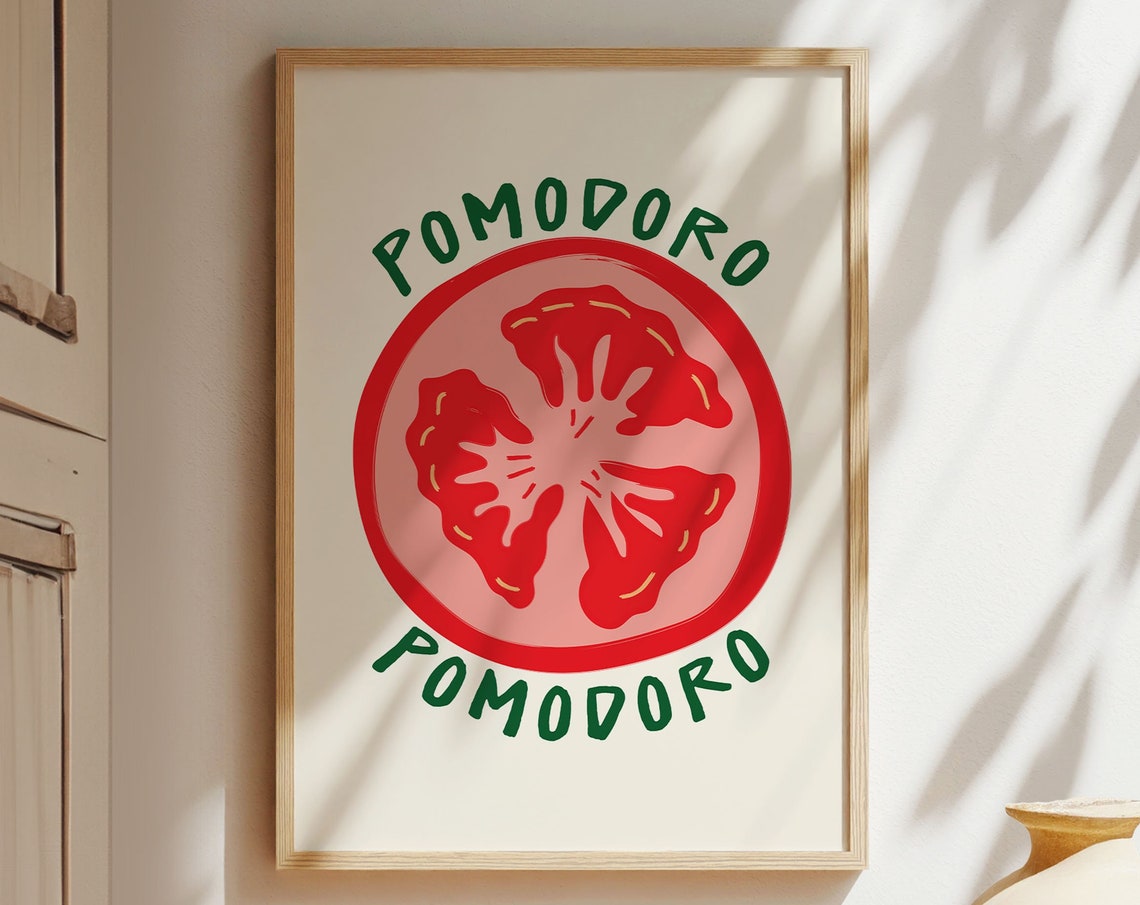 Pomodoro Tomato Slice Circular Retro Kitchen Food Art Poster