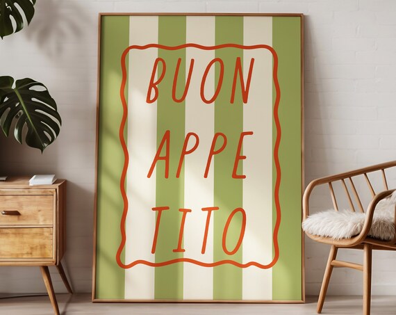 Retro Buon Appetito Poster, Italian Kitchen Art