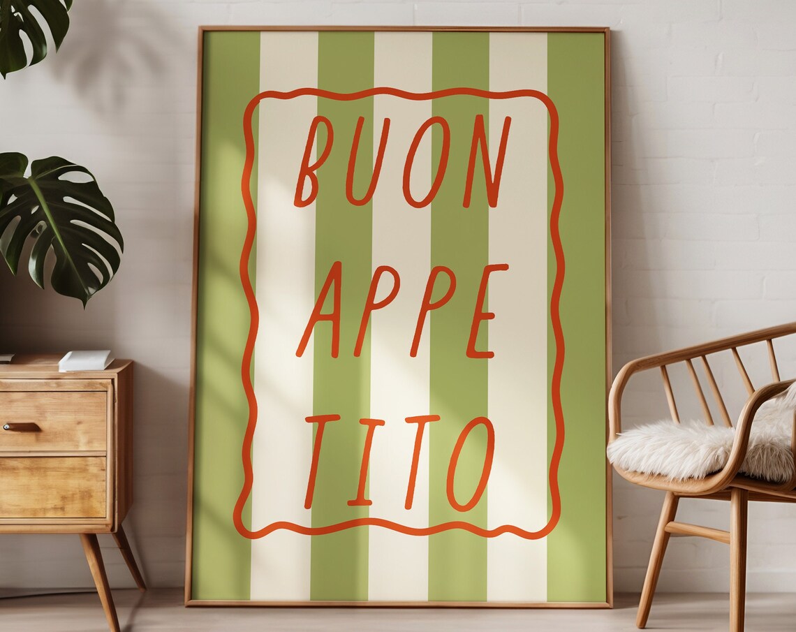 Retro Buon Appetito Poster, Italian Kitchen Art