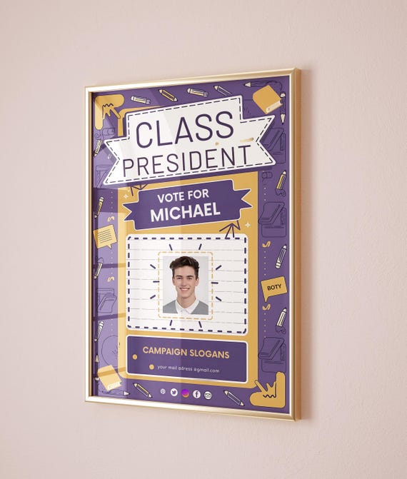 Vote For Your Class President Custom Purple Vote Homecoming Flyer Hoco Flyer Class Campaign Vote For Me Personalized Homecoming Poster