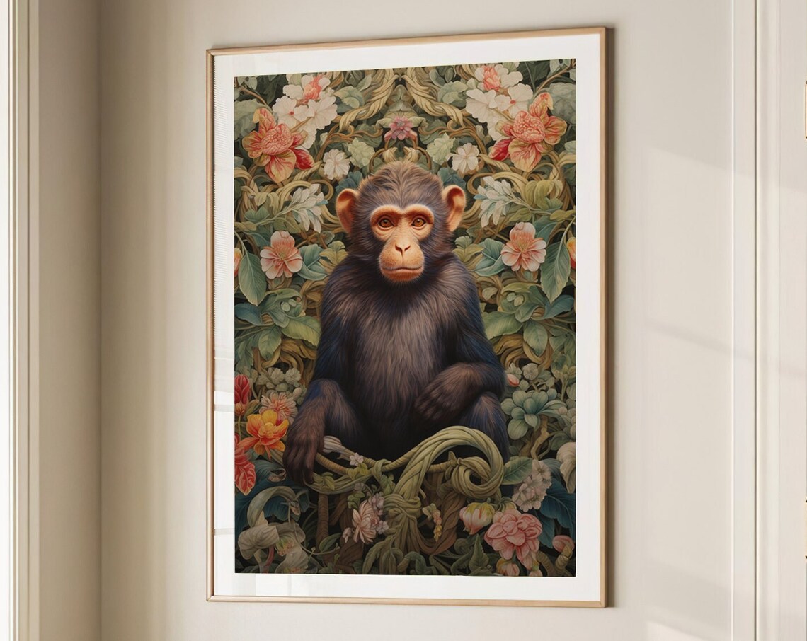 William Morris Inspired Monkey Art Print, Nature - Image 5