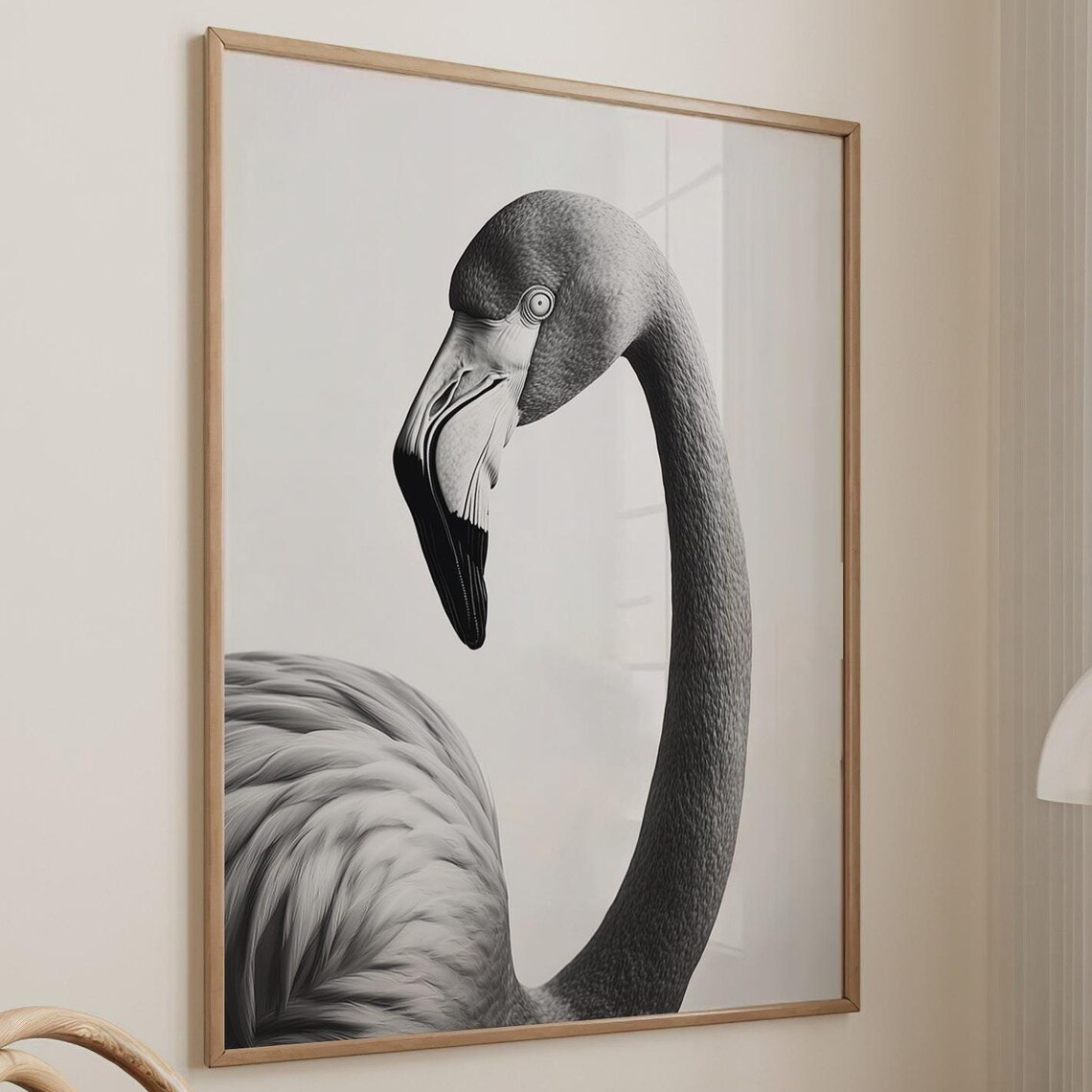Black and White Flamingo Head and Neck Portrait Photography Poster
