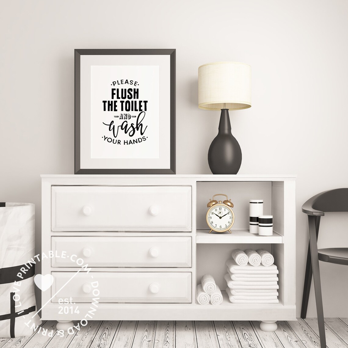 Flush The Toilet Sign Kids Bathroom Rules Art Print - Image 3