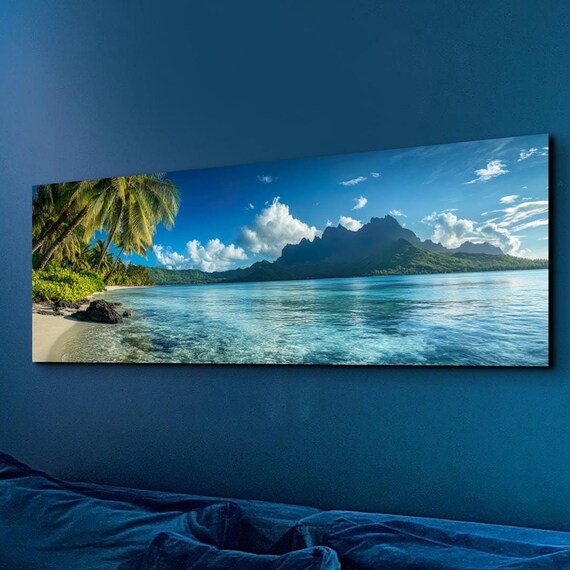 Mountain Lake Photography Panoramic Scenery Ready To Hang Wall Art Print