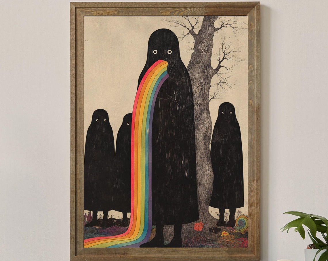 Happy Goth No14 Rainbow Ghost Surreal Dark Illustration Print