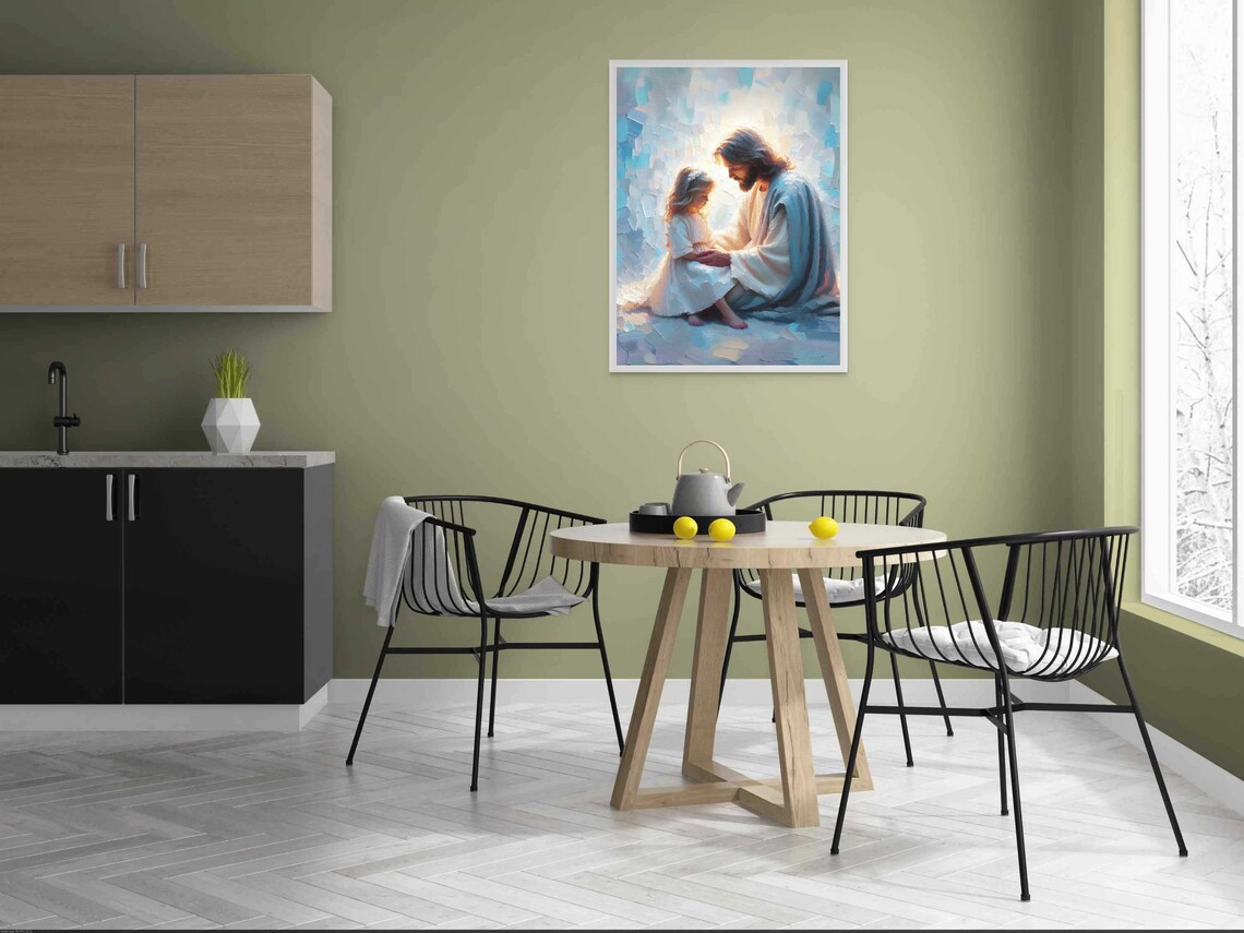 Jesus and Little Girl, Christian Religious Art - Image 4