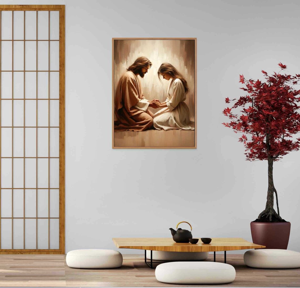 Prayers At Night Christian Art, Jesus Praying With Woman - Image 5
