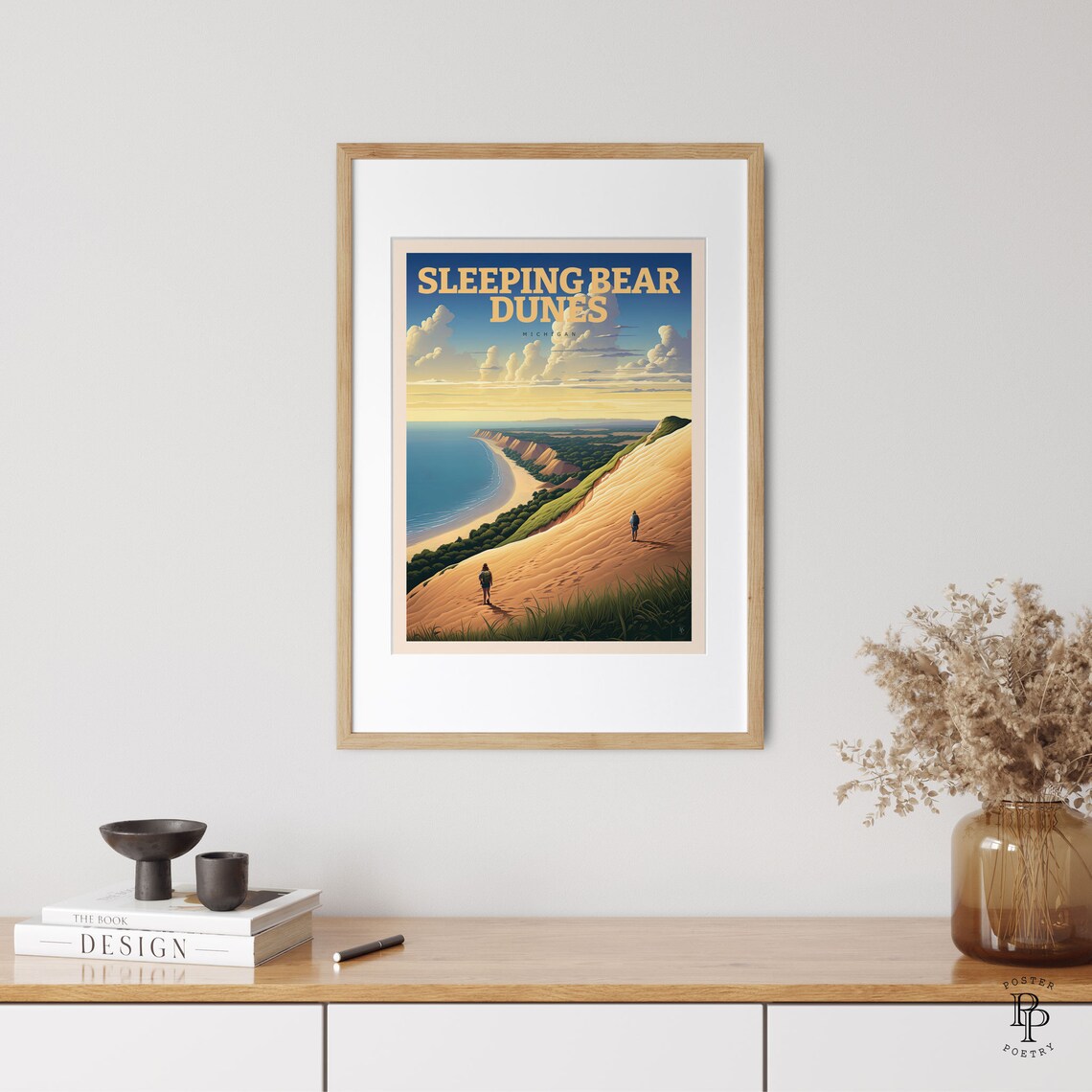 Sleeping Bear Dunes Michigan Vintage Retro Travel Poster - Image 2