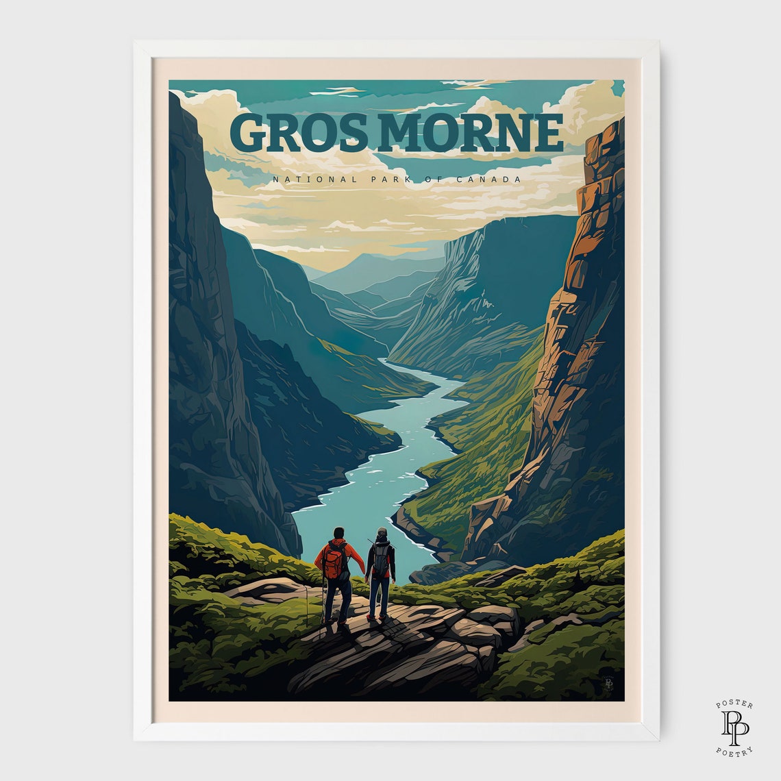 Gros Morne National Park Canada Fjord Valley Hikers Travel Poster - Image 3