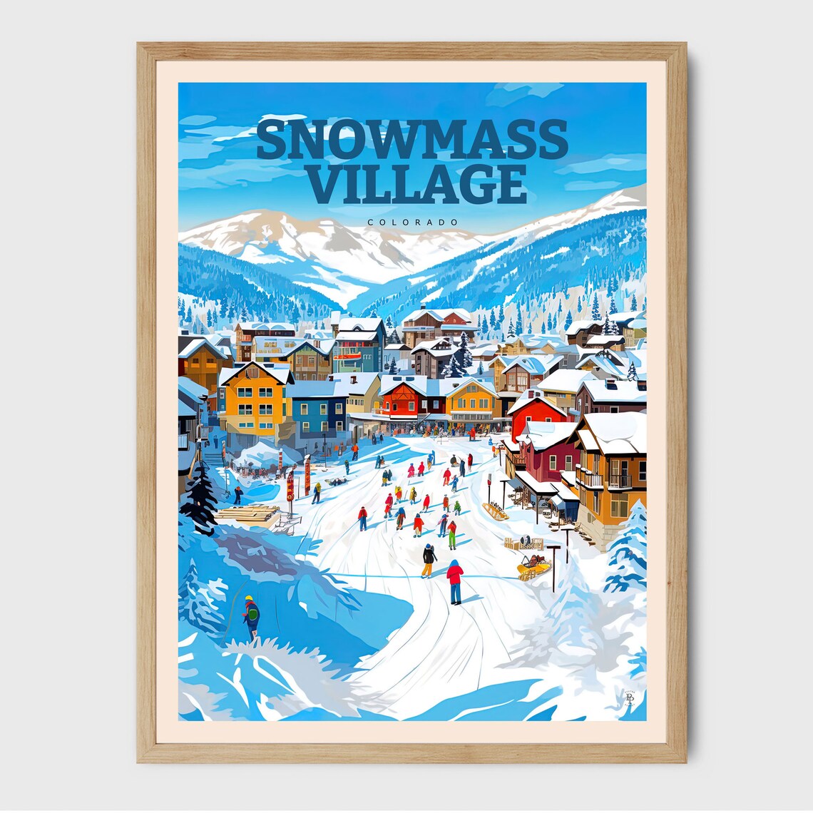 Snowmass Colorado Skiing & Snowboarding Travel Poster