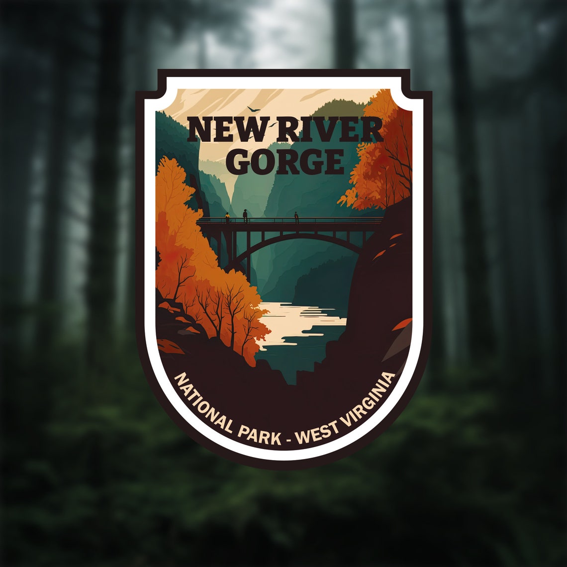 New River Gorge National Park West Virginia Bridge View Vinyl Sticker - Image 2