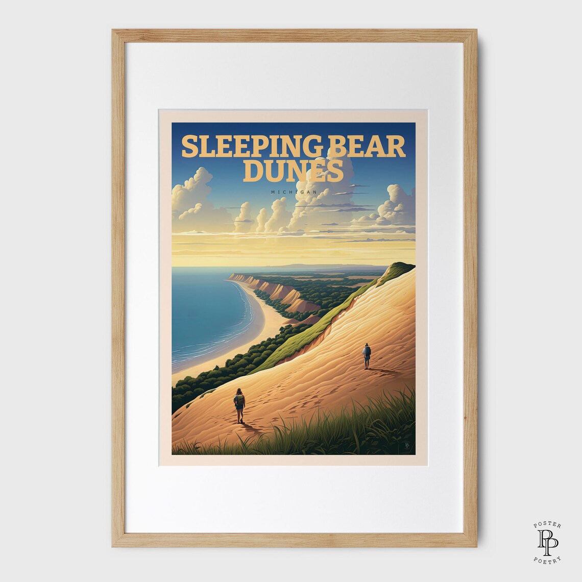 Sleeping Bear Dunes Michigan Vintage Retro Travel Poster - Image 3