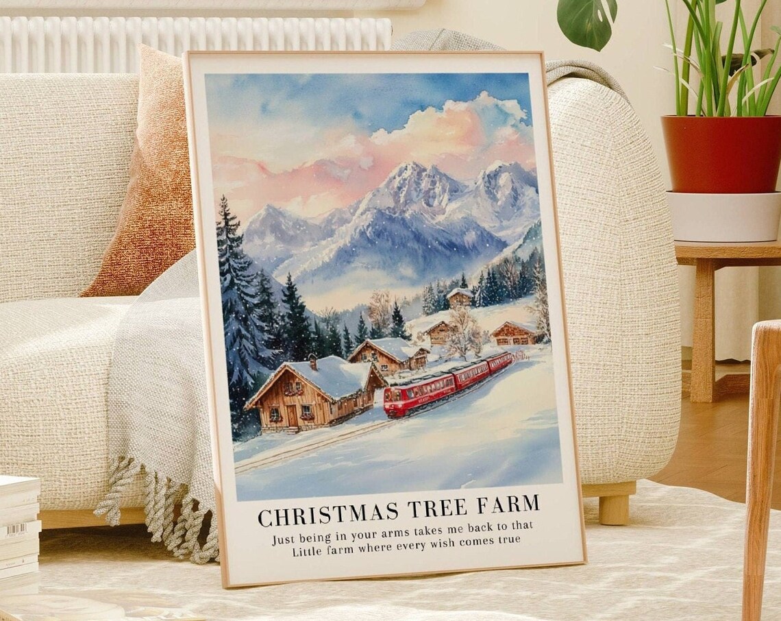 Christmas Tree Farm Taylor Swift Snowy Village Lyric Art Poster