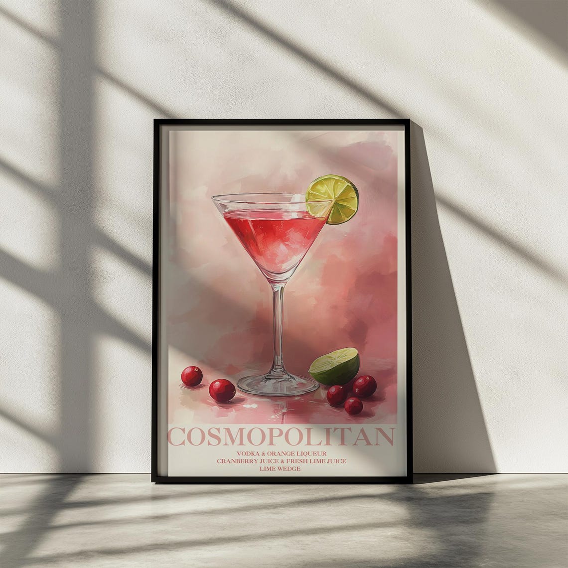 Cosmopolitan Cocktail Recipe Pink Martini Cranberry Print Wall Decor
