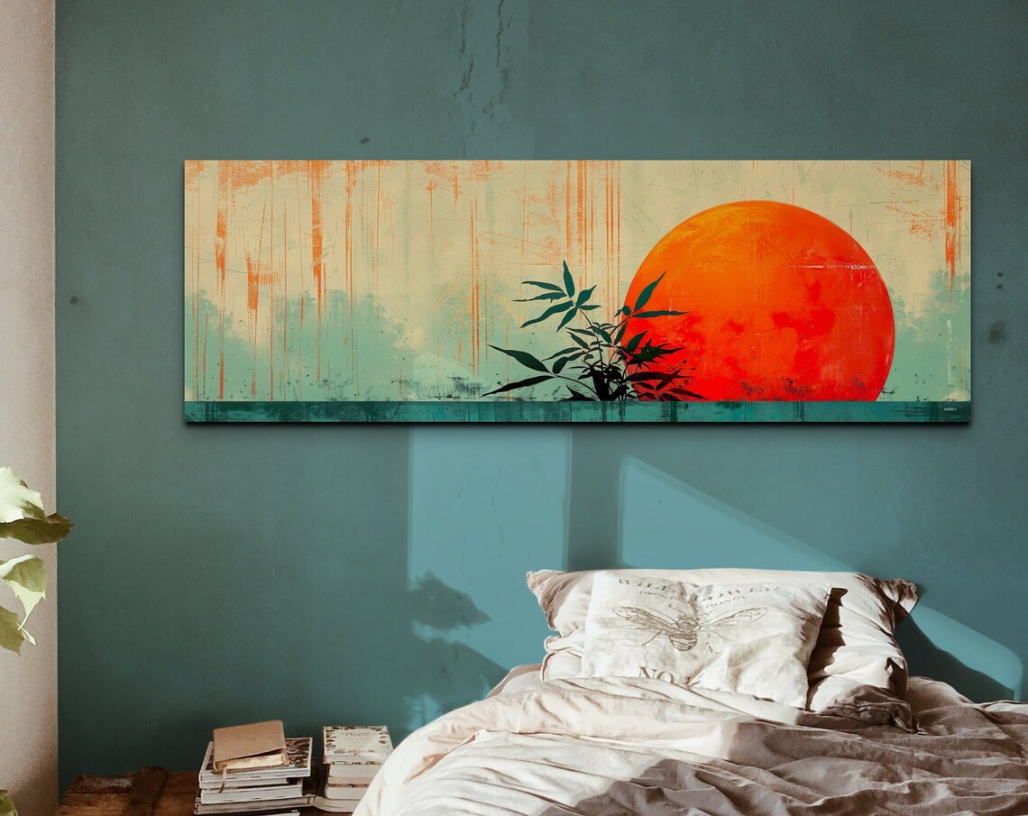 Panoramic Geometric Mid-Century Modern Sunrise