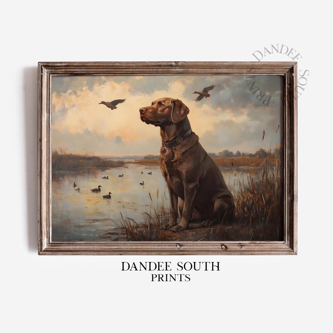 Hunting Dog and Mallard Ducks Oil Painting Art Print