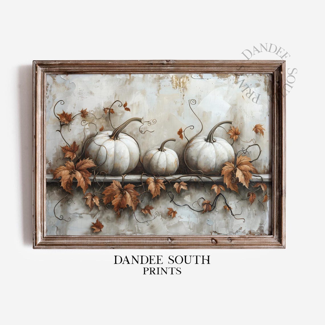 Rustic Fall Pumpkins Wall Art Autumn Leaves Thanksgiving Decor Vintage Farmhouse 586