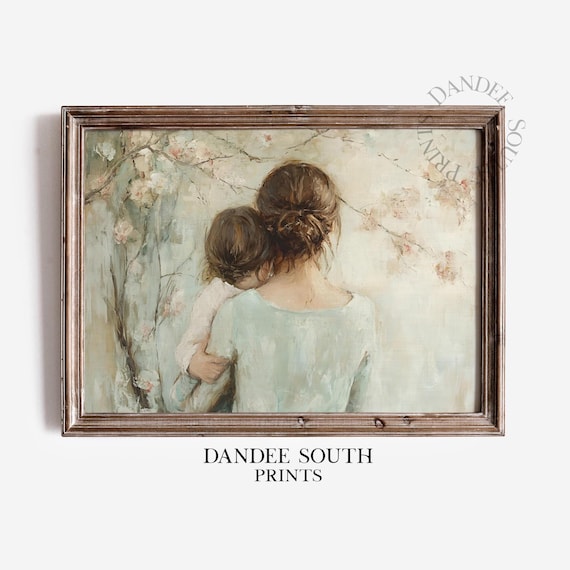 Mother and Child Floral Nursery Wall Art Print