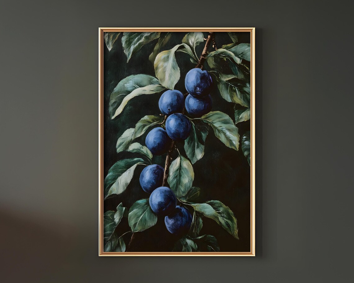 Plums Vintage Botanical Still Life Art Print