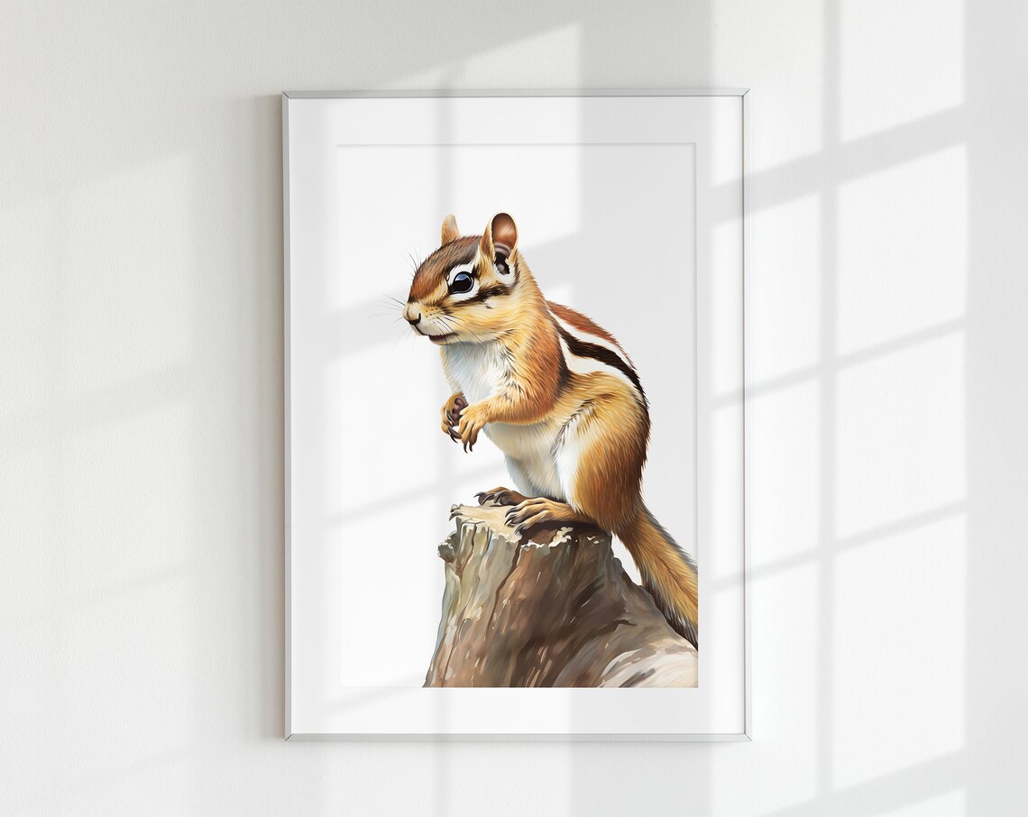 Eastern Chipmunk Minimal Poster, Forest Wildlife