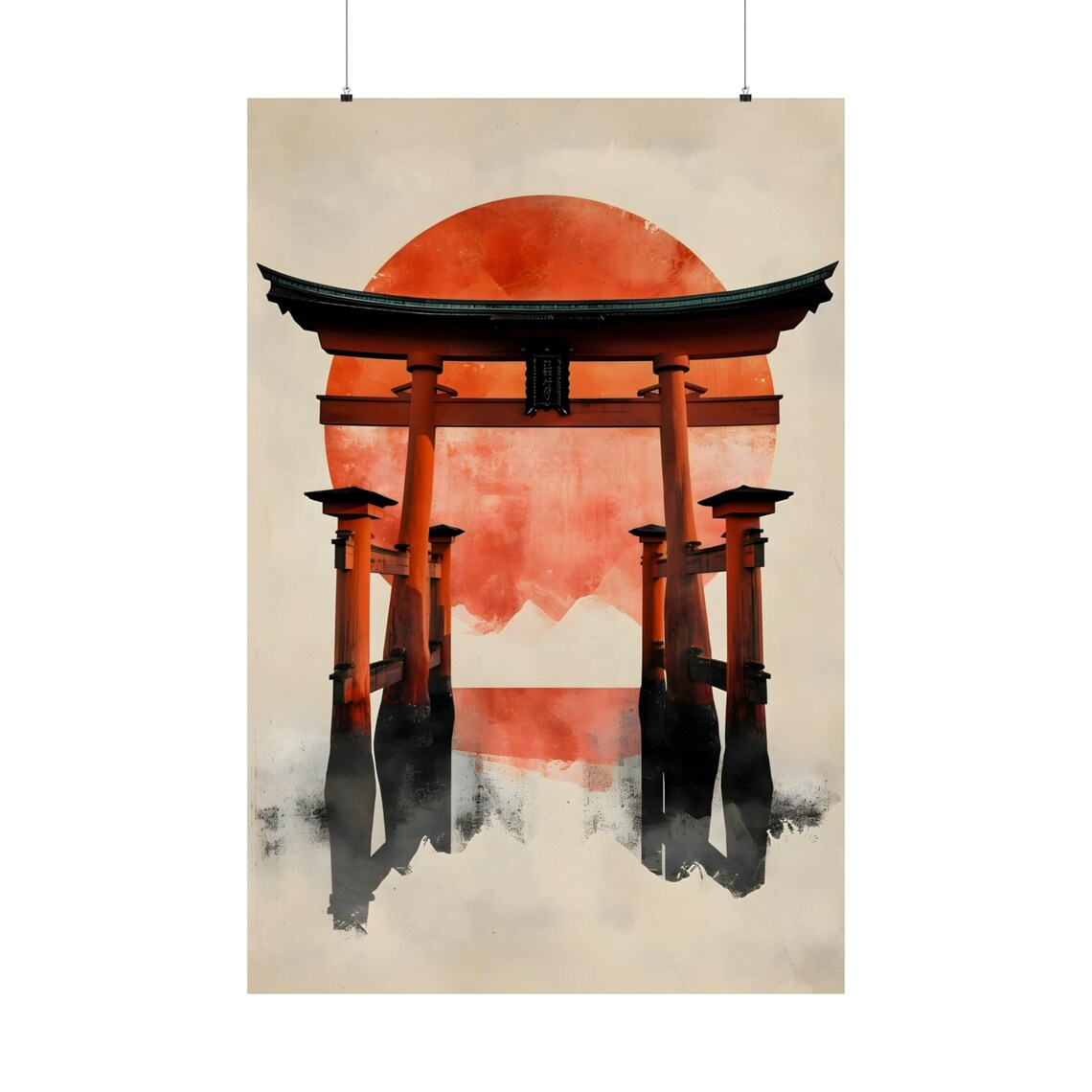 Torii Gate Japandi Art Print, Japanese Structure
