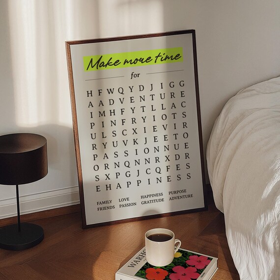 Make More Time For Word Search Mindful Quote Motivational Poster