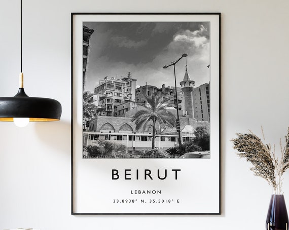 Beirut Travel Print Beirut Travel Poster Lebanon Travel Print Lebanese Print Black And White Travel Poster Travel Art Travel Gift