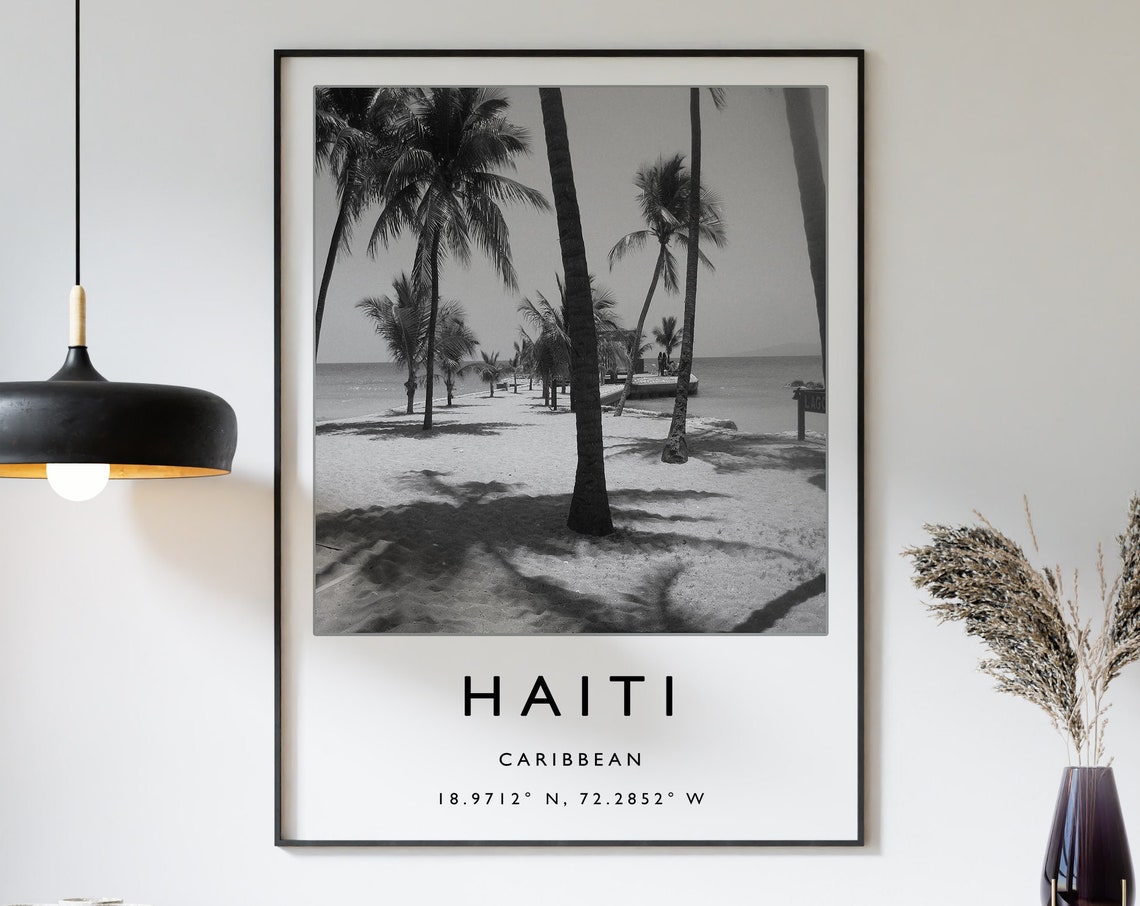 Haiti Travel Print Haiti Travel Poster Caribbean Travel Print Travel Art Travel Poster Black And White Travel Gift A2a3a3
